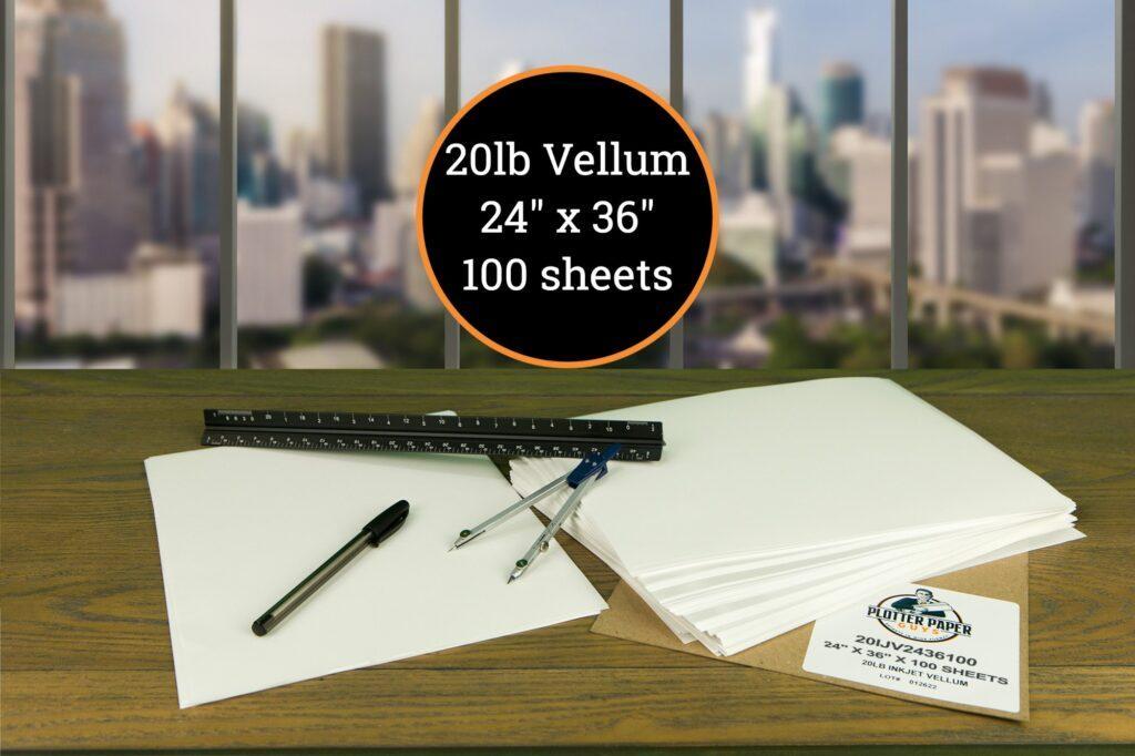 20 lb Inkjet Vellum 24" x 36" (100 sheets) Plotter Paper Guys