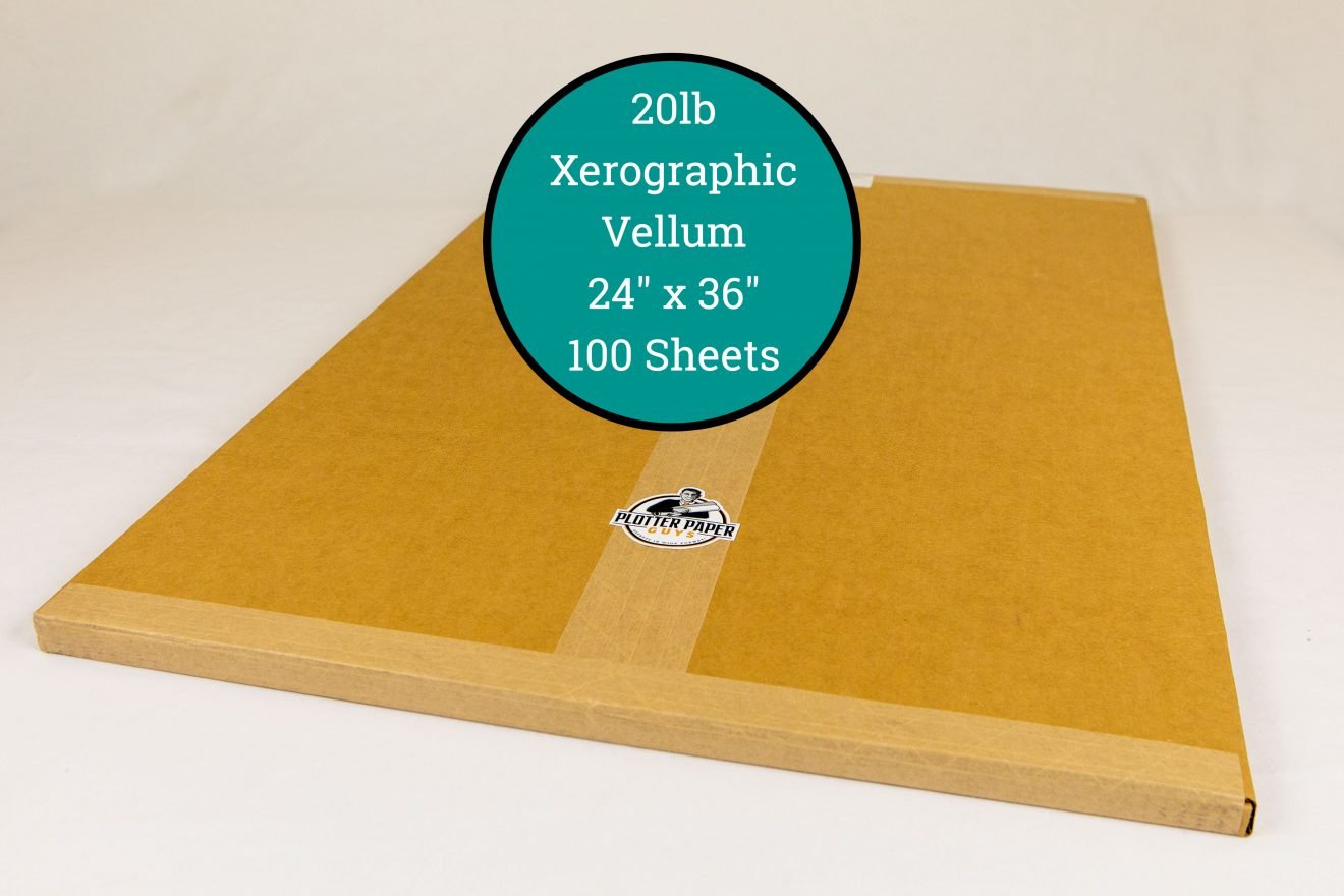 20 lb Xerographic Vellum 24" x 36" (100 sheets) Plotter Paper Guys